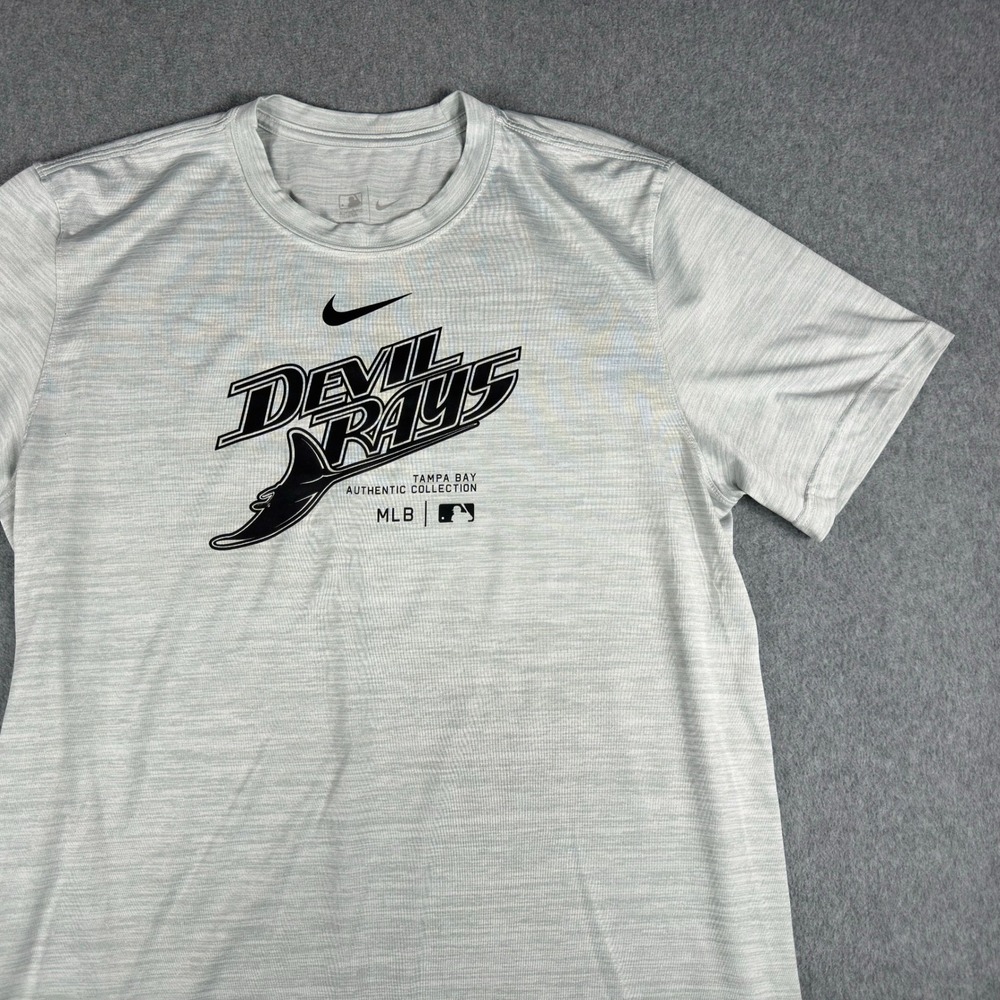 Nike Tampa Bay Devil Rays Dri Fit Shirt Mens L Gray Heather Black